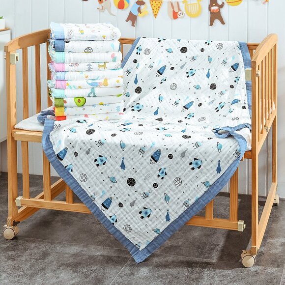 New Jay & Ava Baby/Toddler Muslin 100% Cotton Blanket -  Blue Space - Picture 4 of 5